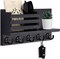 Key Holder for Wall – Decorative Wooden Mail Holder and Key Shelf with Mounting Hardware, Installation Guide – Paulownia Wood with 5 Metal Key Hooks (11.8” x 6.7” x 2.8”)